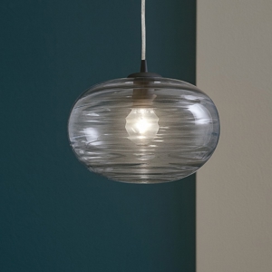 Lampada a sospensione vetro sfera trasparente grigio