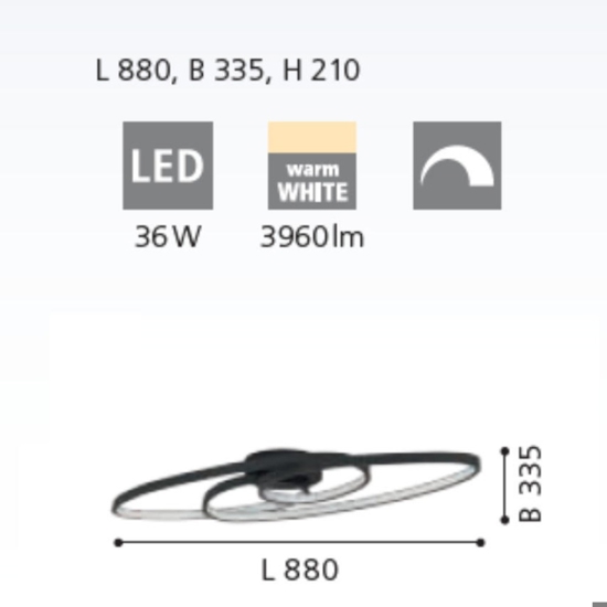 Eglo giannella plafoniera per soggiorno nera led 36w 3000k design moderna