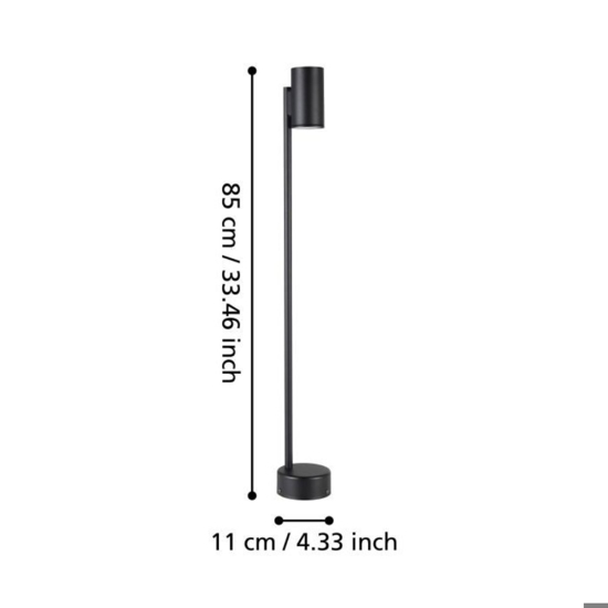 Lampiona da giardino moderno ip44 nero h85cm gu10