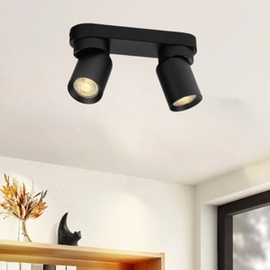 Plafoniera nera da soffitto per cucina con faretti