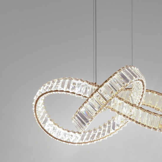 Lampadario design di cristallo dorato per stanza da letto