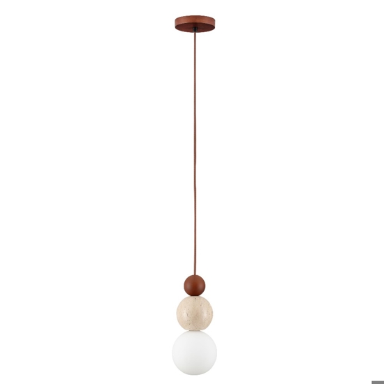 Lampada a sospensione travertino sfera vetro per comodino