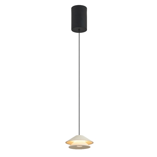 Lampada a sospensione led doppio cono bianco saliscendi per tavolino