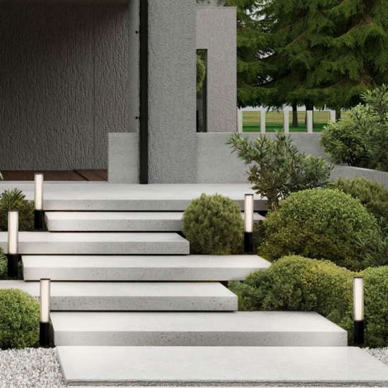 Lampioncino nero per giardini led 18w 3000k ip65 tubolare