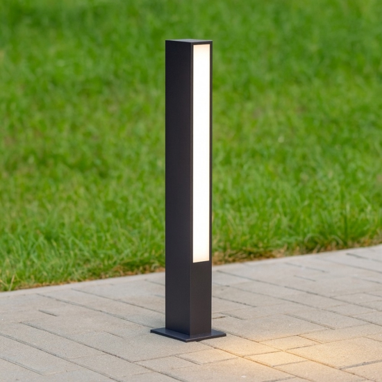 Lampioncino nero per giardino led 12w 3000k moderno rettangolare