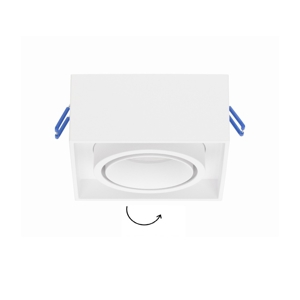 Faretto quadrato da incasso a soffitto sporgente bianco in metallo