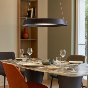 Lampadario nero tondo 45cm led 38w 2700k 3000k dimmerabile