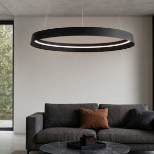 Lampadario moderno cerchio nero 60cm led 52w 2700k 3000k dimmerabile