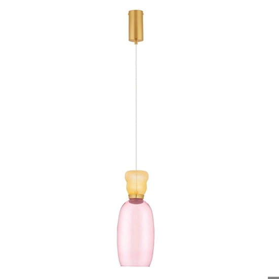 Lampada a sospensione vetro giallo rosa moderna led 9w 3000k