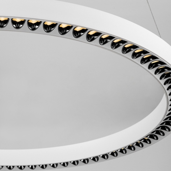 Lampadario anello bianco 65cm led 27w 3000k per ufficio
