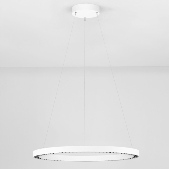 Lampadario anello bianco 65cm led 27w 3000k per ufficio