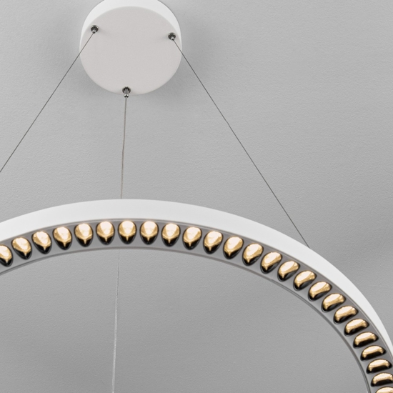 Lampadario anello bianco 65cm led 27w 3000k per ufficio