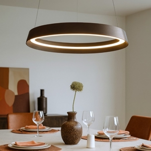 Lampadario moderno caffe spazzolato 45cm led 38w 2700k 3000k dimmerabile