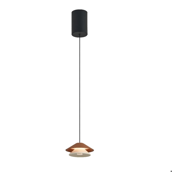 Lampada a sospensione saliscendi led doppio cono bianco marrone