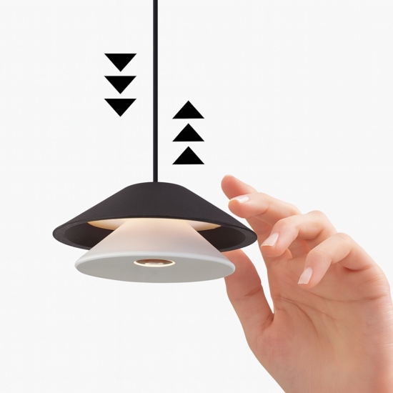 Lampada a sospensione saliscendi led 3000k cono bianco arancione