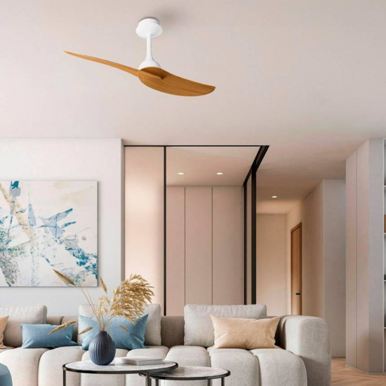Ventilatore moderno da soffitto bianco e legno ambienti 20mq con telecomando