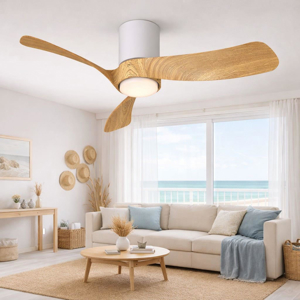 Ventilatore da soffitto led cct 13mq inverter bianco e legno con telecomando