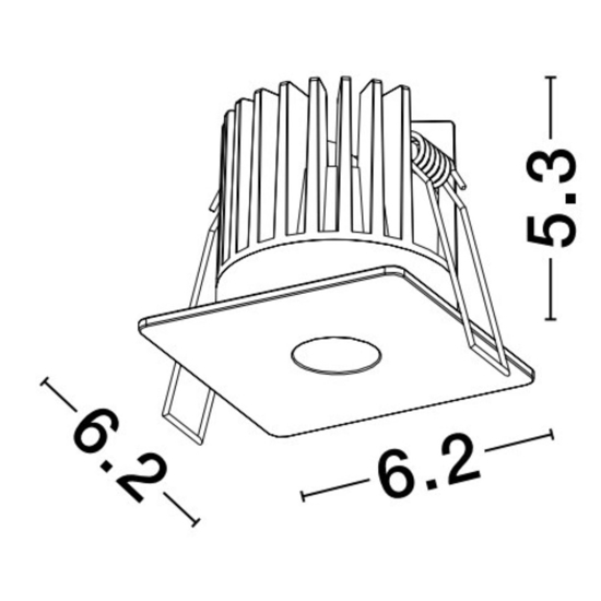 Faretto da incasso nero led quadrato per cartongesso 8w 3000k