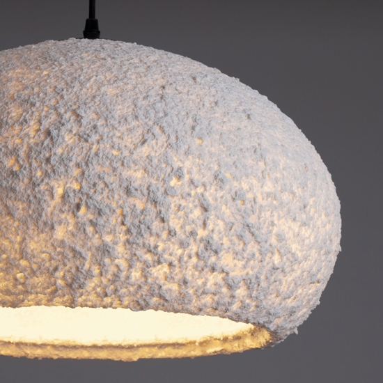 Lampadario a sospensione fatto a mano cupola resina e carta bianco