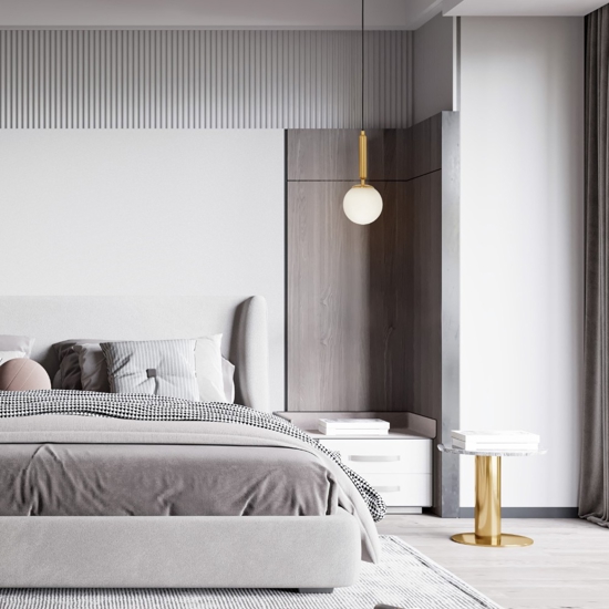 Lampada a sospensione oro sfera bianca per camera da letto