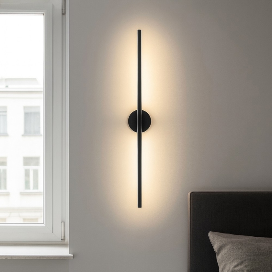 Applique da parete moderna nera bacchetta led 10w 3000k