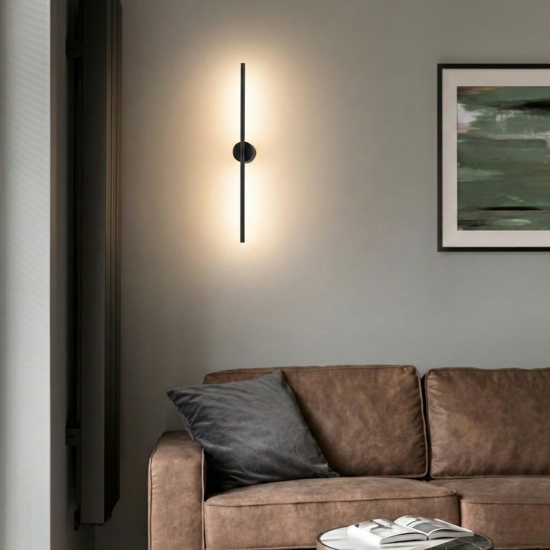 Applique da parete moderna nera bacchetta led 10w 3000k