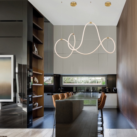 Lampadario oro tubo led silicone moderna