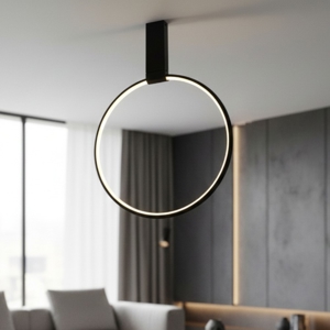 Plafoniera led 3000k dimmerabile cerchio nero orientabile moderna