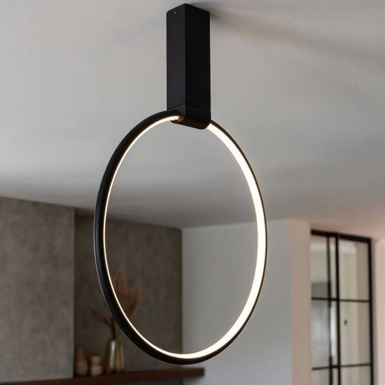 Plafoniera led 3000k dimmerabile cerchio nero orientabile moderna