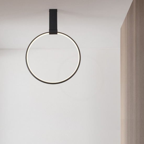 Plafoniera led 3000k dimmerabile cerchio nero orientabile moderna