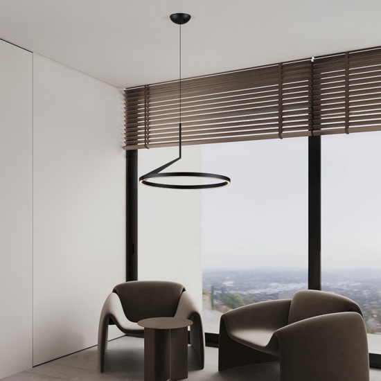Lampadario a sospensione nero biemissione moderno led 2700k-3000k-4000k