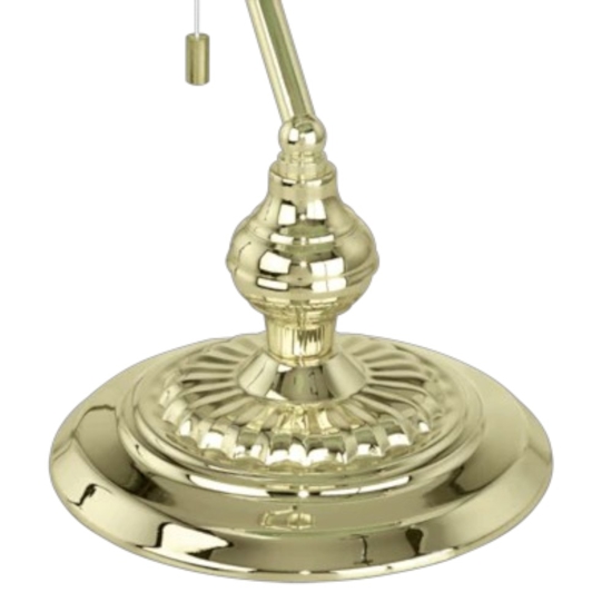 Lampada classica da scrivania churchill ottone vetro verde con cordicella eglo banker