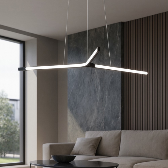 Lampadario design moderno nero led 45w 3000k per soggiorno