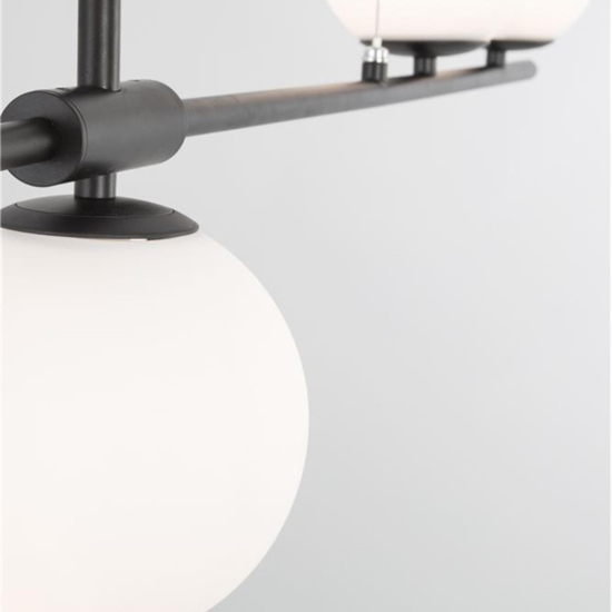 Lampadario moderno per soggiorno nero sfere vetro bianco