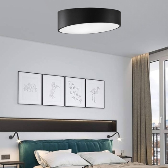 Plafoniera per camera da letto nera moderna tonda