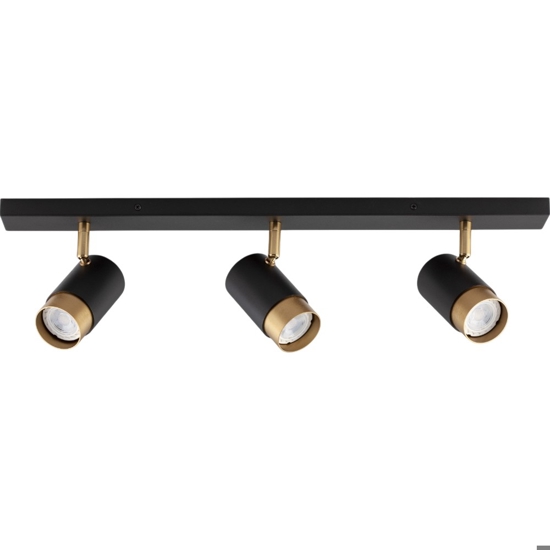 Plafoniera con 3 faretti nero oro orientabili