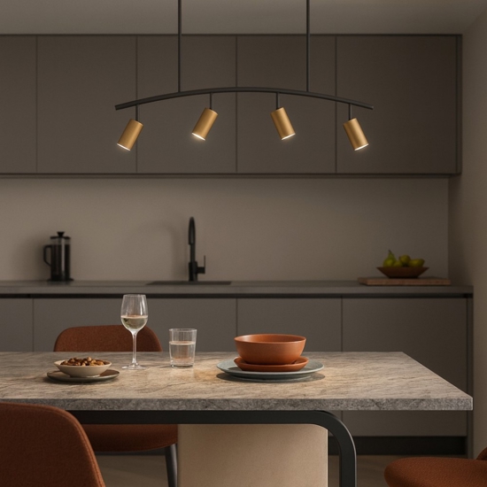 Lampadario da soffitto per cucina nero oro spot orientabili