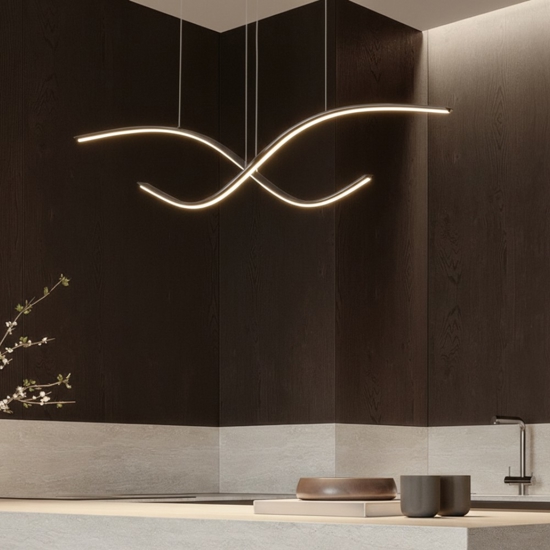 Lampadario led 2700k-3000k-4000k nero design per isola penisola cucina