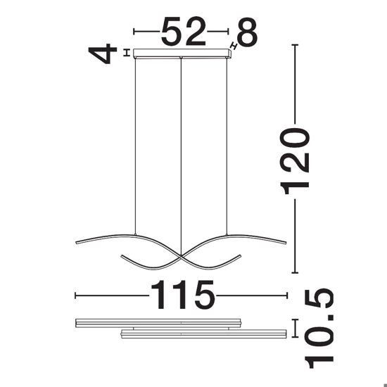Lampadario led 2700k-3000k-4000k nero design per isola penisola cucina