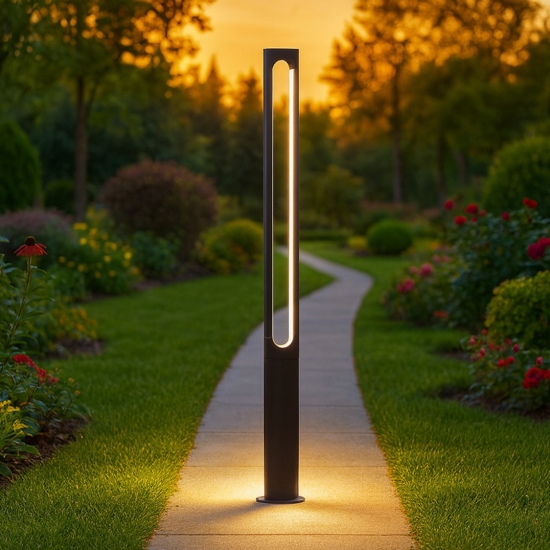Lampione alto per giardino moderno led 21w 3000k antracite