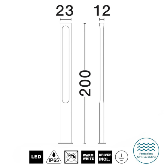 Lampione alto per giardino moderno led 21w 3000k antracite