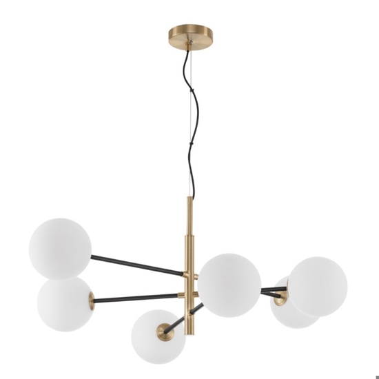 Lampadario elegante per soggiorno nero oro sfere vetro