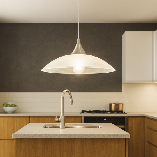 Eglo lazolo lampadario per cucina piatto in vetro bianco
