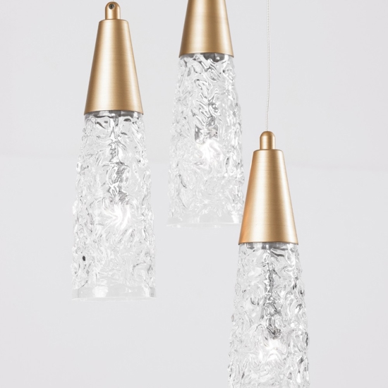 Lampadario contemporaneo 3 luci oro per soggiorno