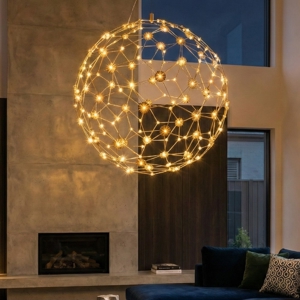Lampadario moderno sole 40 cm led 21w 3000k sfera oro