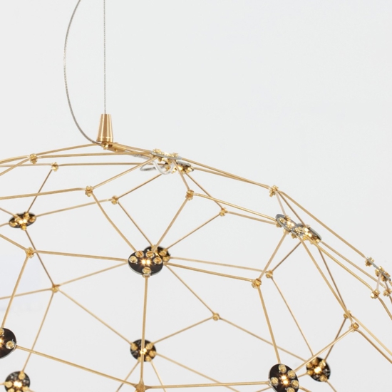 Lampadario moderno sole 40 cm led 21w 3000k sfera oro