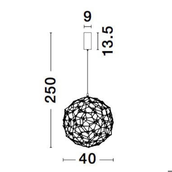Lampadario moderno sole 40 cm led 21w 3000k sfera oro