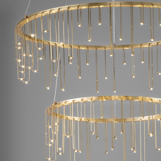 Lampadario led 41w 3000k oro ramato design moderno per soggiorno