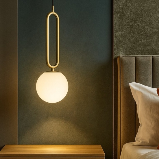 Lampadario per comodino camera da letto dorato 