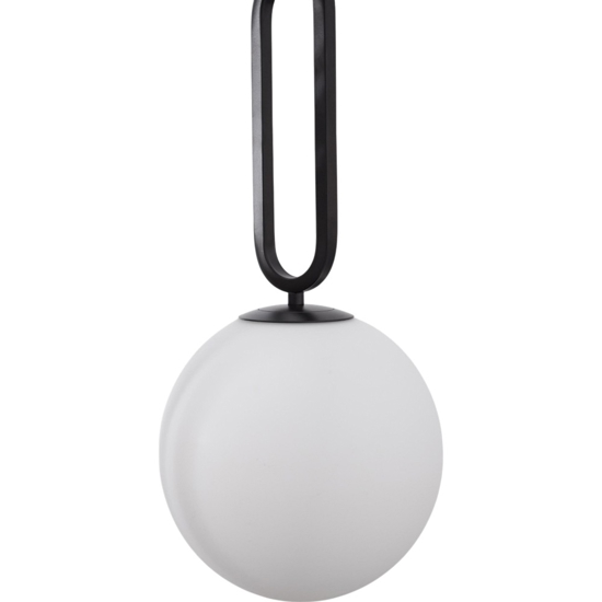 Lampada a sospensione nera sfera bianca per comodino
